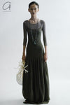 SWAYING/KNIT seamless three-quarter sleeve long skirt SW24SS2L15 gray green PS69